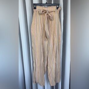 American Eagle Outfitters Striped Beige Pink Wide-Leg Pants